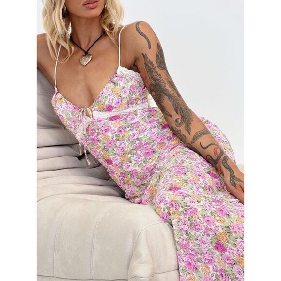 NWT Princess Polly Emily Maxi Dress Pink Floral - Picture 1 of 15